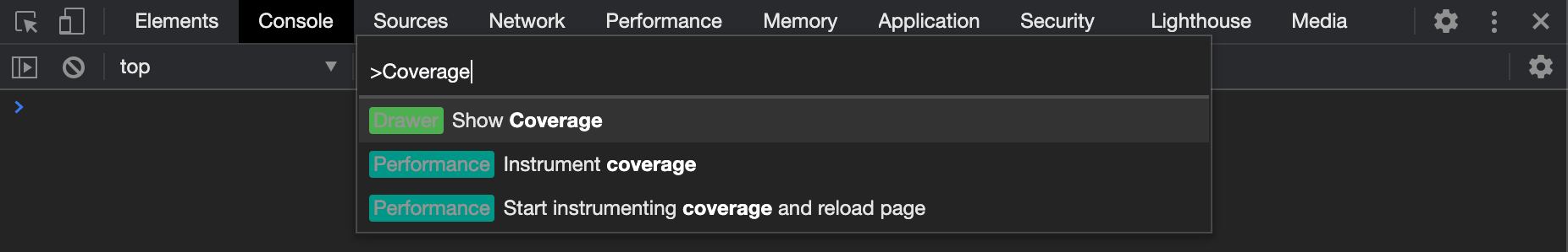 Coverage Drawer Command